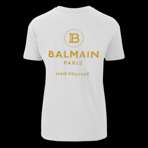 BALMAIN HAIR T-särk BALMAIN logo kuldne  / T-shirt BALMAIN logo white gold, M size - Image 2