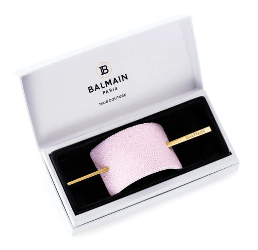 BALMAIN HAIR plaukų segtukas su rožiniais kristalais / Pink Crystal Hair Barrette Gold plated hair pin - Image 2