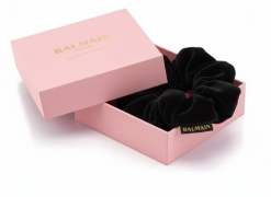 BALMAIN HAIR aksominis plaukų segtukas / Velvet Black scrunch in Pink box